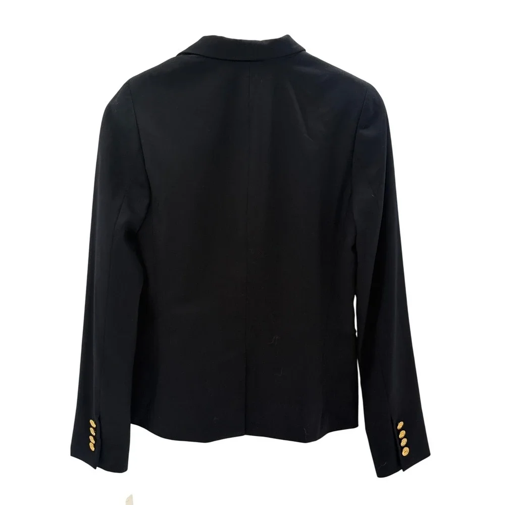 Ralph‎ Lauren Blazer Crest Cricket Dark Nay Blue Gold Buttons Women 6 Wool New